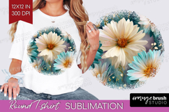 3D Flowers Round Tshirt Background - Summer PNG Sublimation Product Image 1