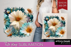 3D Flowers Tote Bag - Summer Tote Bag PNG Sublimation Product Image 1