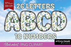 Summer Flowers Doodle Aphabet Clipart - Floral Letters PNG Product Image 1