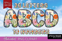 Summer Flowers Doodle Aphabet Clipart - Floral Letters PNG Product Image 1