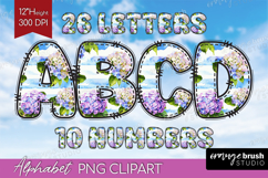 Summer Flowers Doodle Aphabet Clipart - Floral Letters PNG Product Image 1