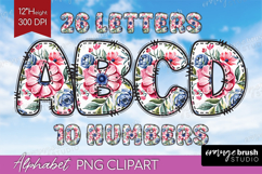 Summer Flowers Doodle Aphabet Clipart - Floral Letters PNG Product Image 1