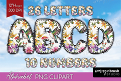 Summer Flowers Doodle Aphabet Clipart - Floral Letters PNG Product Image 1