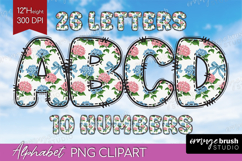 Summer Flowers Doodle Aphabet Clipart - Floral Letters PNG Product Image 1