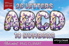 Summer Flowers Doodle Aphabet Clipart - Floral Letters PNG Product Image 1
