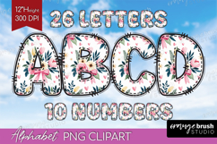 Summer Flowers Doodle Aphabet Clipart - Floral Letters PNG Product Image 1