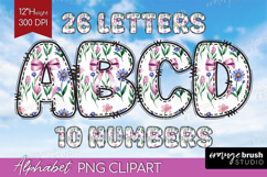 Summer Flowers Doodle Aphabet Clipart - Floral Letters PNG Product Image 1