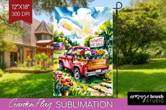 Summer Garden Flag Sublimation - Sping Welcome Sign PNG Product Image 1