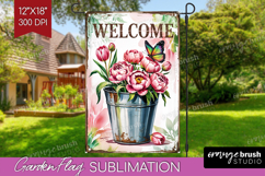 Summer Garden Flag Sublimation - Sping Welcome Sign PNG Product Image 1