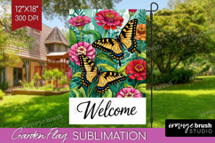 Summer Garden Flag Sublimation - Sping Welcome Sign PNG Product Image 1