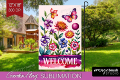 Summer Garden Flag Sublimation - Sping Welcome Sign PNG Product Image 1