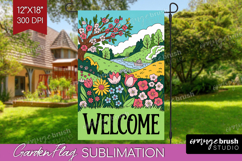 Summer Garden Flag Sublimation - Sping Welcome Sign PNG Product Image 1