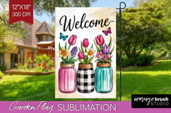 Summer Garden Flag Sublimation - Sping Welcome Sign PNG Product Image 1
