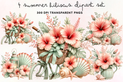 Summer Hibiscus Clipart PNG Product Image 1
