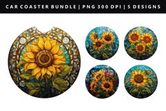 Sunflower Keychain And Car Coaster Sublimation Design Product Image 1