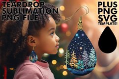 3D Embroidered Teardrop Earrings: Christmas Forest Product Image 1