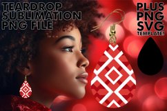 Red Glitter Teardrop Earring Sublimation PNG Product Image 1