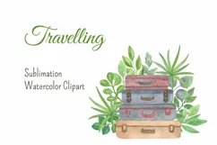 Travel watercolor sublimation PNG clipart Product Image 1
