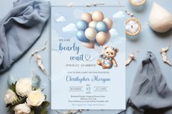 Teddy bear with balloons blue and ivory Boy bay shower ZB78 Product Image 3