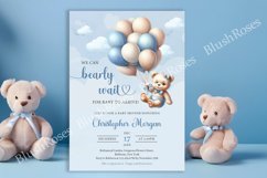 Teddy bear with balloons blue and ivory Boy bay shower ZB78 Product Image 2