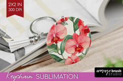 Tropical Flowers Keychain PNG - Floral Keychain Sublimation Product Image 1