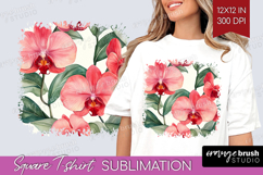 Tropical Flowers Square Tshirt Background - Floral PNG Product Image 1