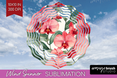 Tropical Flowers Wind Spinner Sublimation PNG - Floral Round Product Image 1