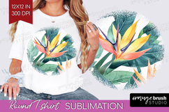Tropical Flowers Round Tshirt Background - Floral PNG Product Image 1