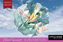 Tropical Flowers Wind Spinner Sublimation PNG - Floral Round Product Image 1