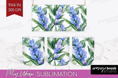 Tropical Flowers Mug Wrap - Floral Mug PNG Sublimation Product Image 1