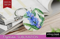 Tropical Flowers Keychain PNG - Floral Keychain Sublimation Product Image 1