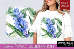 Tropical Flowers Square Tshirt Background - Floral PNG Product Image 1