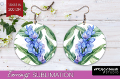 Tropical Flowers Round Earrings - Floral PNG Sublimation Product Image 1