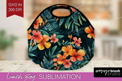 Tropical Flowers Lunch Bag - Floral Lunch Bug PNG Product Image 1