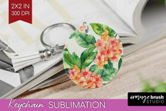 Tropical Flowers Keychain PNG - Floral Keychain Sublimation Product Image 1