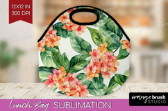 Tropical Flowers Lunch Bag - Floral Lunch Bug PNG Product Image 1