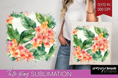 Tropical Flowers Tote Bag - Floral Tote Bag PNG Sublimation Product Image 1