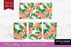 Tropical Flowers Mug Wrap - Floral Mug PNG Sublimation Product Image 1