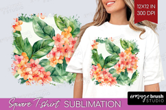 Tropical Flowers Square Tshirt Background - Floral PNG Product Image 1