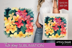 Tropical Flowers Tote Bag - Floral Tote Bag PNG Sublimation Product Image 1