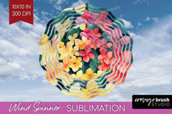 Tropical Flowers Wind Spinner Sublimation PNG - Floral Round Product Image 1