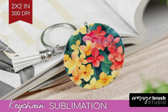 Tropical Flowers Keychain PNG - Floral Keychain Sublimation Product Image 1