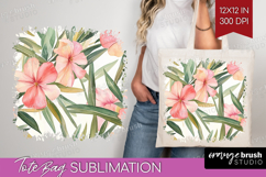 Tropical Flowers Tote Bag - Floral Tote Bag PNG Sublimation Product Image 1