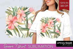 Tropical Flowers Square Tshirt Background - Floral PNG Product Image 1