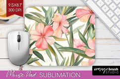 Tropical Flowers Mouse Pad Sublimation - Floral Mousepad PNG Product Image 1