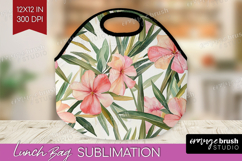 Tropical Flowers Lunch Bag - Floral Lunch Bug PNG Product Image 1