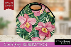 Tropical Flowers Lunch Bag - Floral Lunch Bug PNG Product Image 1