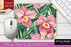 Tropical Flowers Mouse Pad Sublimation - Floral Mousepad PNG Product Image 1
