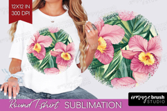 Tropical Flowers Round Tshirt Background - Floral PNG Product Image 1