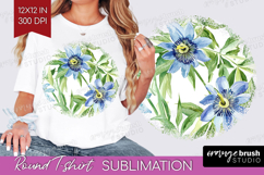 Tropical Flowers Round Tshirt Background - Floral PNG Product Image 1